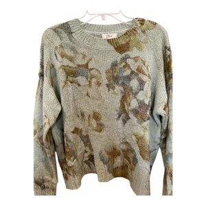 Elan Green and Brown soft romantic floral alpaca wool blend size medium